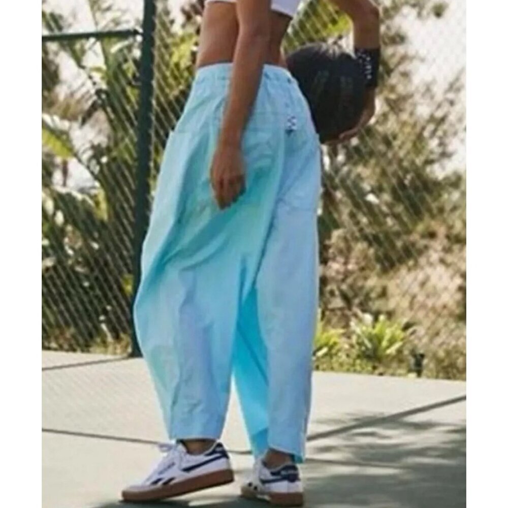 Free People Fresh Start Light Blue Wide Leg Crop Parachute Utility Pants NWOT - Picture 3 of 6